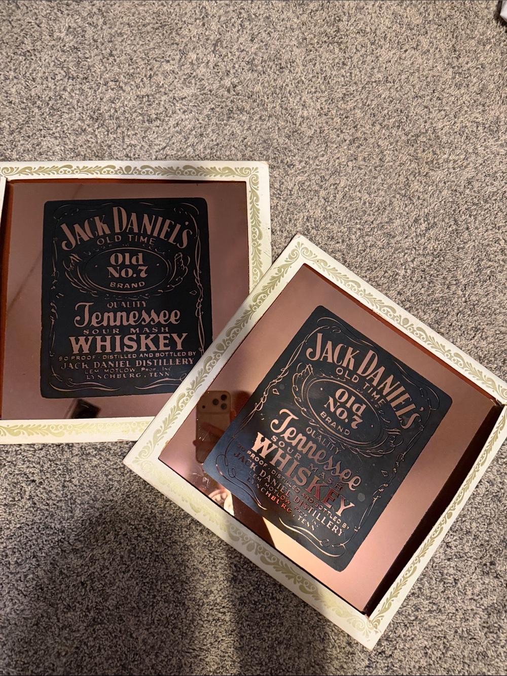 Jack Daniel's Copper and Black Glass Wall Art Pair